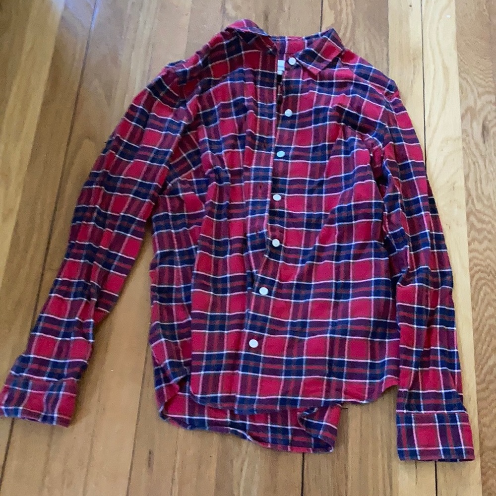 Red plaid button down